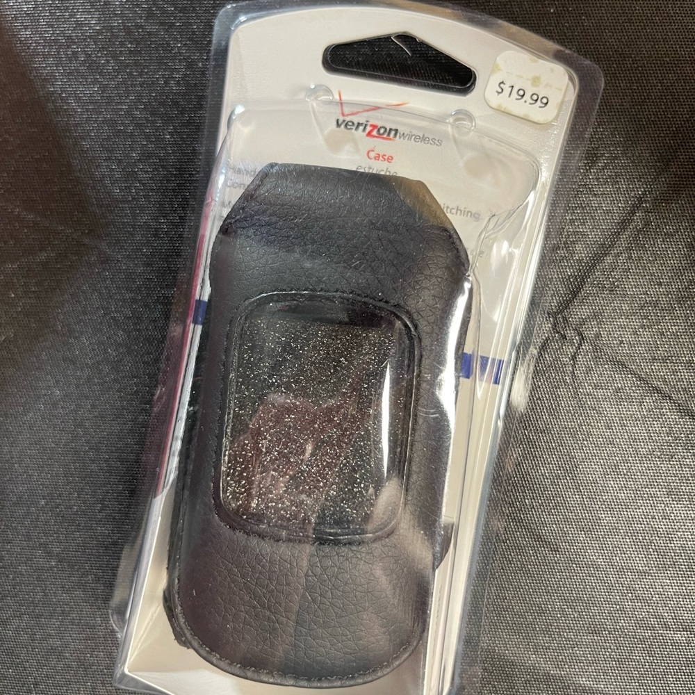 Black Textured Leather Flip Phone Holster with Belt Clip 📞 3 1/2” x 2”